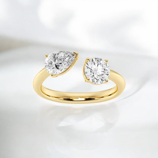 Toi Et Moi Pear and Round Fashion Ring