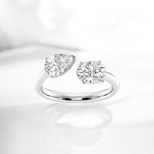 Toi Et Moi Pear and Oval Fashion Ring