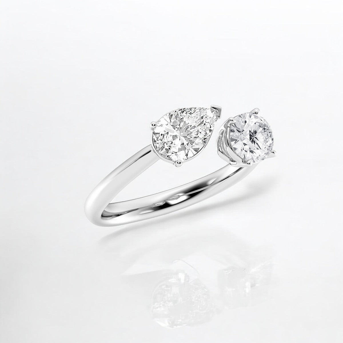 Toi Et Moi Pear and Oval Fashion Ring