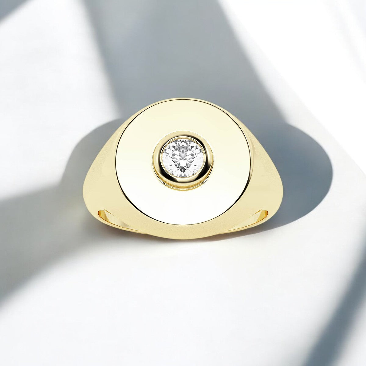 Round Lab Grown Diamond Signet Ring