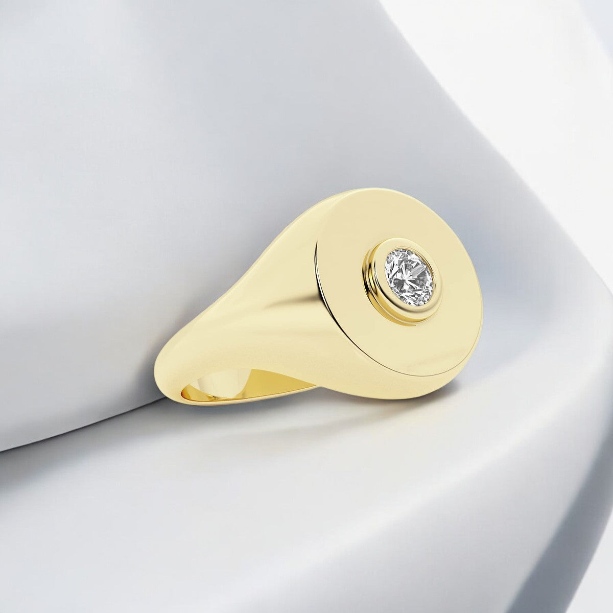 Round Lab Grown Diamond Signet Ring