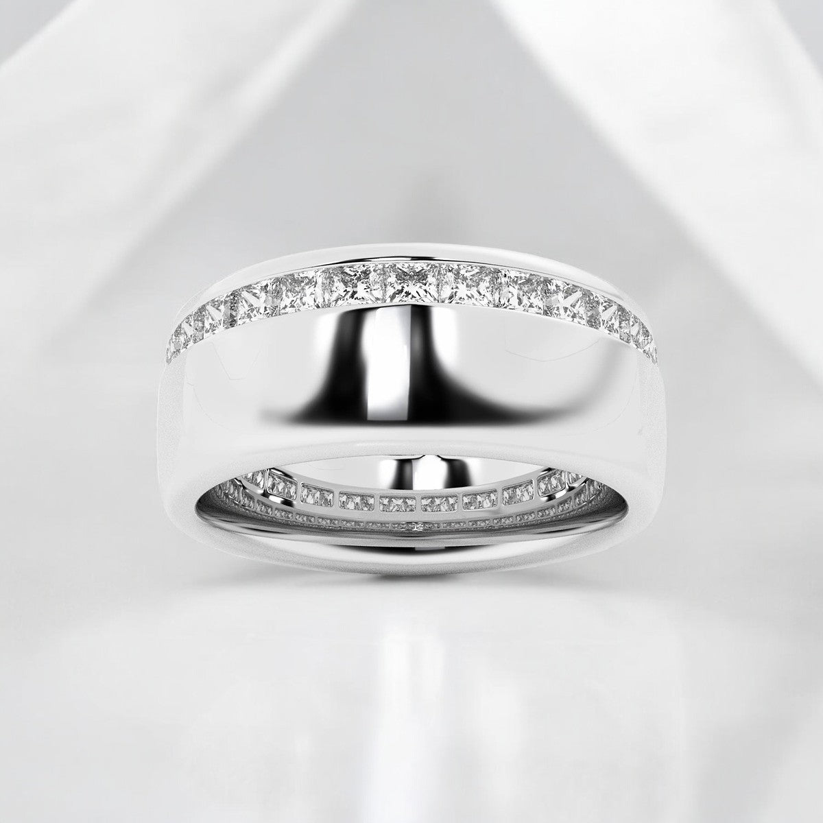 Princess Lab Grown Diamond Channel Set Cigar Fashion Band