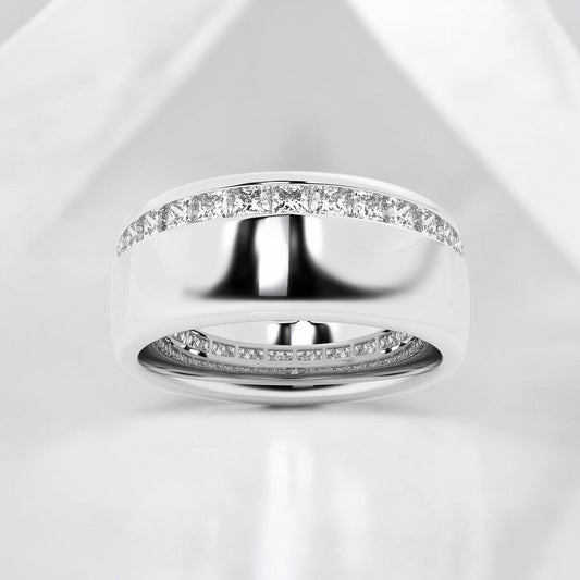 Princess Lab Grown Diamond Channel Set Cigar Fashion Band