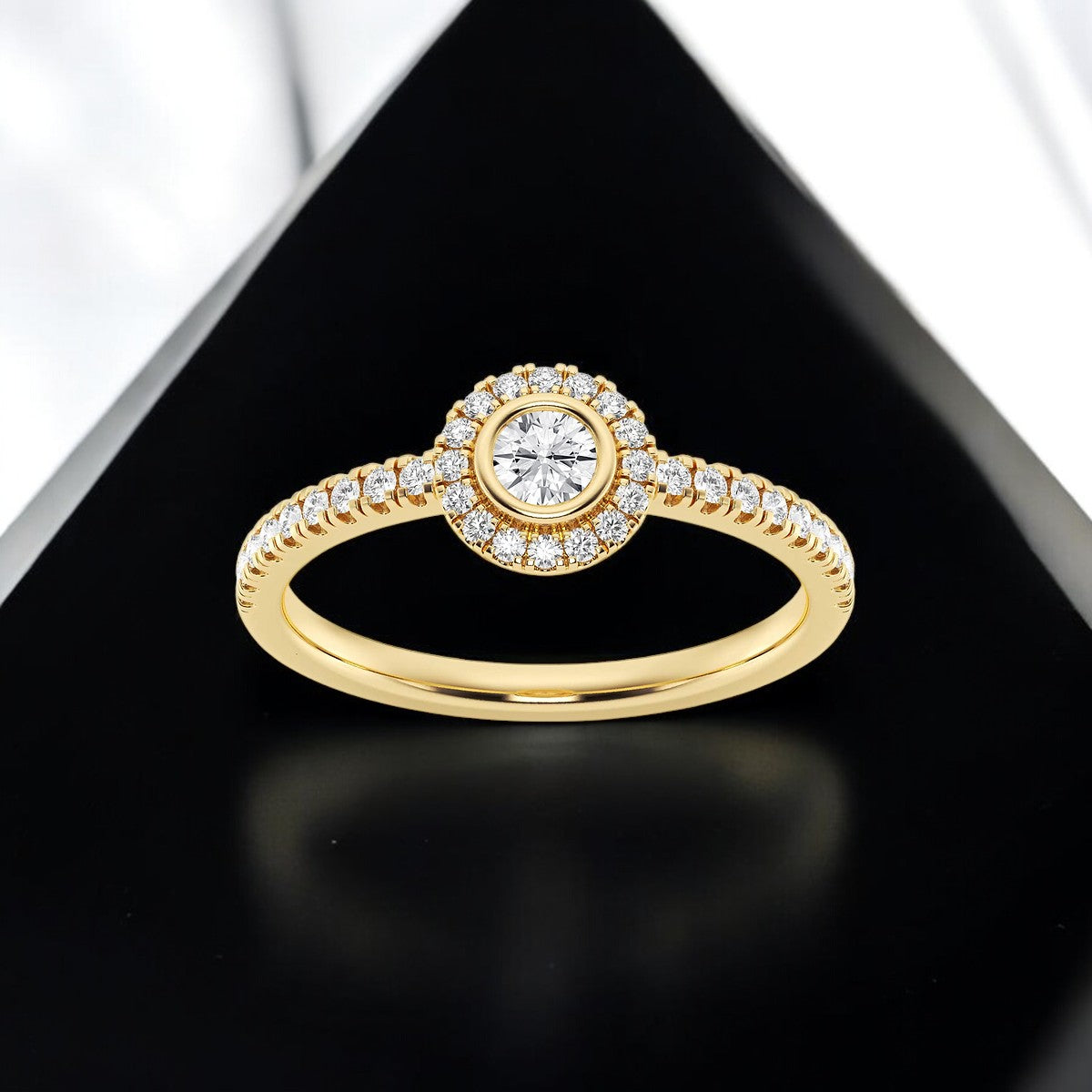 Round Lab Grown Diamond Halo Fashion Ring