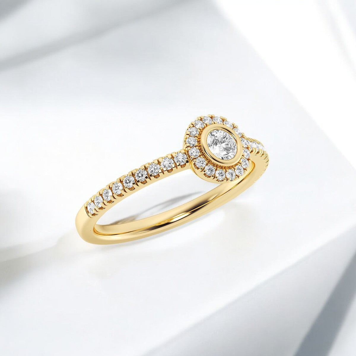 Round Lab Grown Diamond Halo Fashion Ring