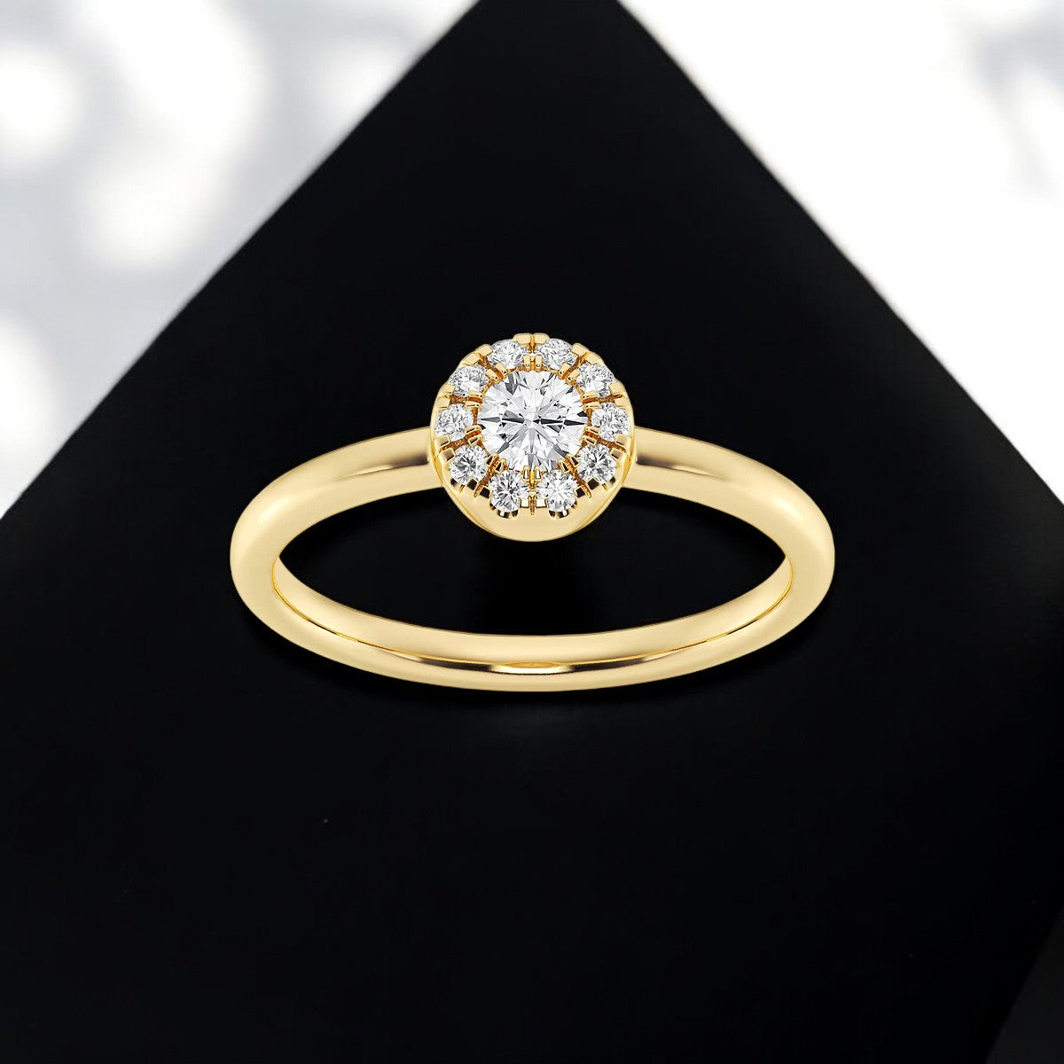 Round Lab Grown Diamond Micro Pave Halo Fashion Ring