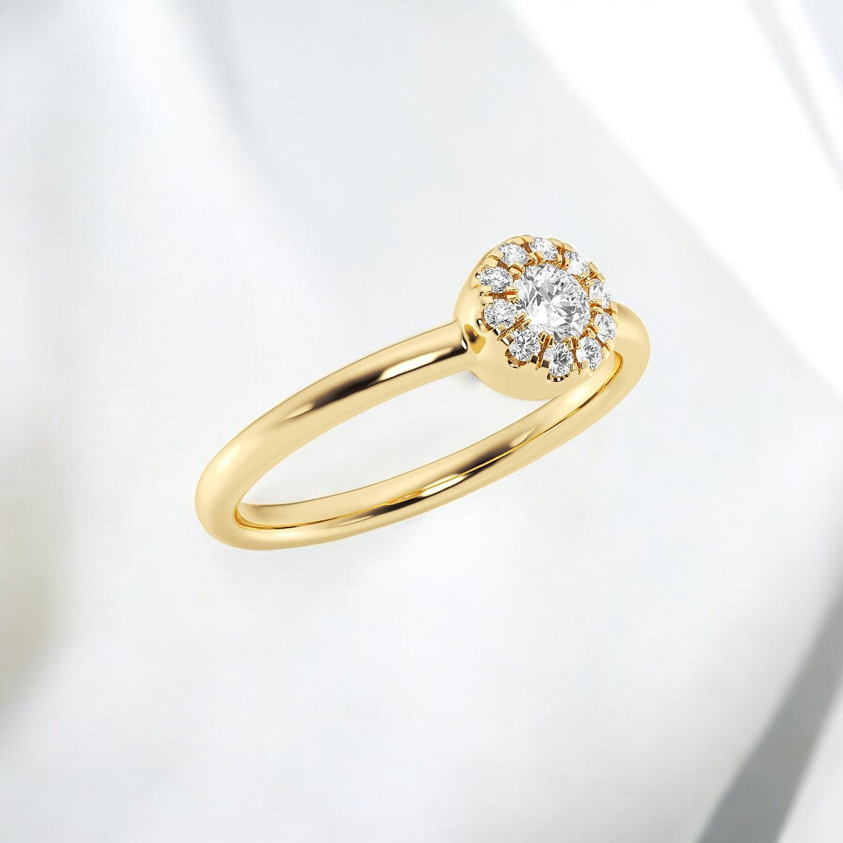 Round Lab Grown Diamond Micro Pave Halo Fashion Ring