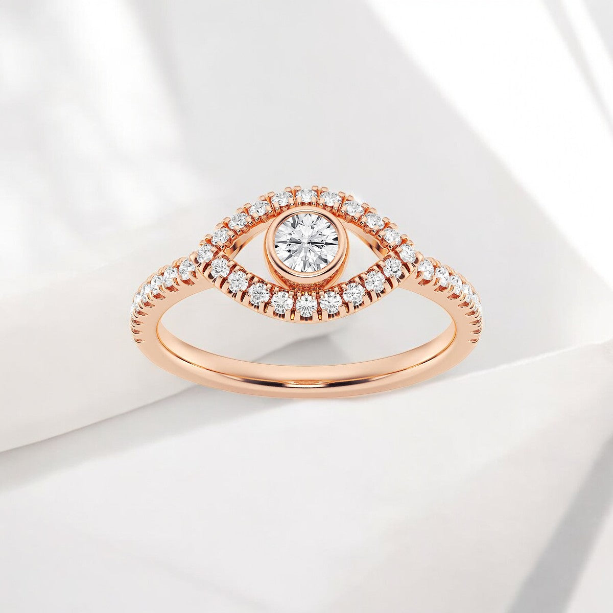 Round Lab Grown Diamond Evil Eye Fashion Ring