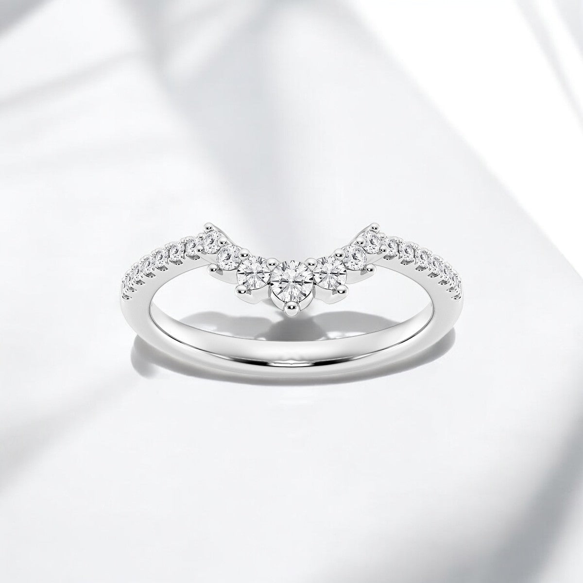 Round Lab Grown Diamond Graduated Crown Stackable Ring