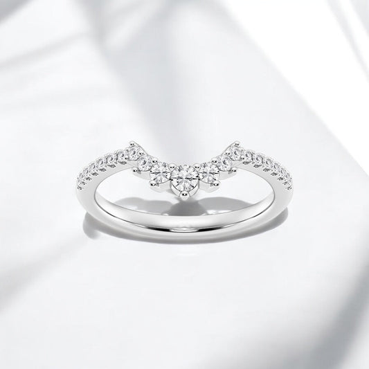 Round Lab Grown Diamond Graduated Crown Stackable Ring