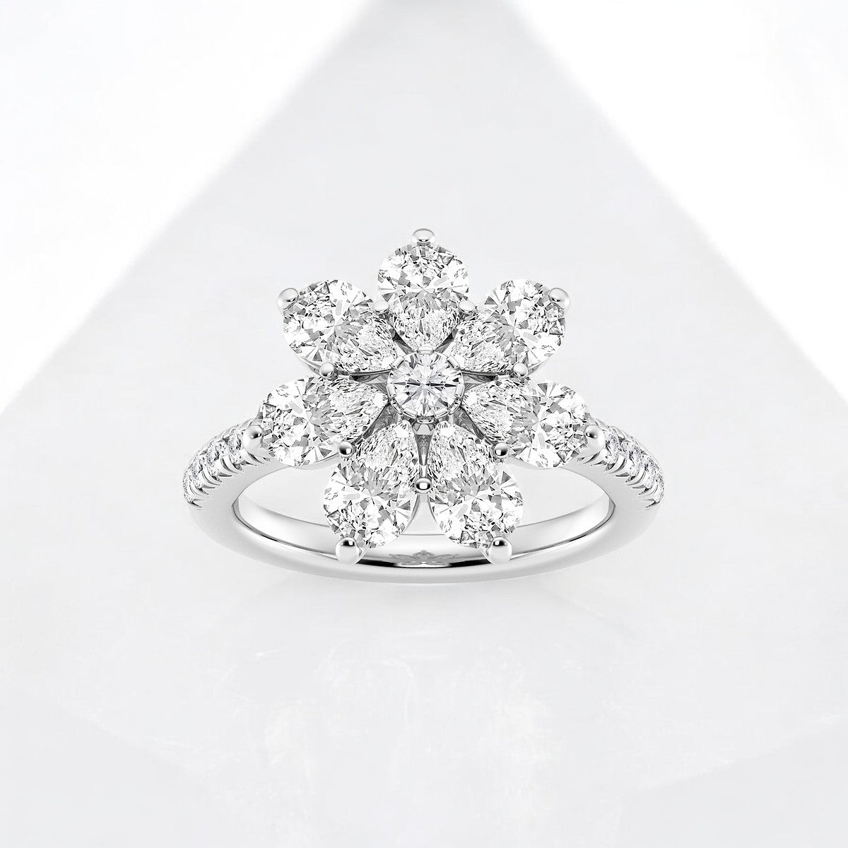 Pear Lab Grown Diamond Flower Fashion Ring