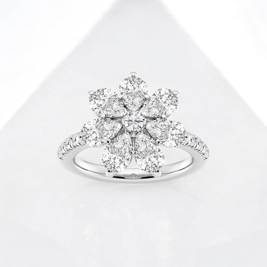 Pear Lab Grown Diamond Flower Fashion Ring