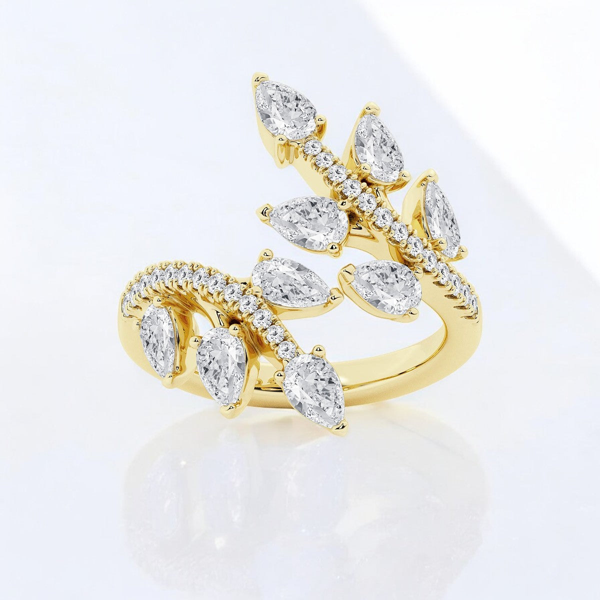 Pear Lab Grown Diamond Leaf Bypass Fashion Ring