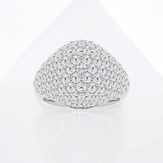 Round Lab Grown Diamond Pave Dome Fashion Ring