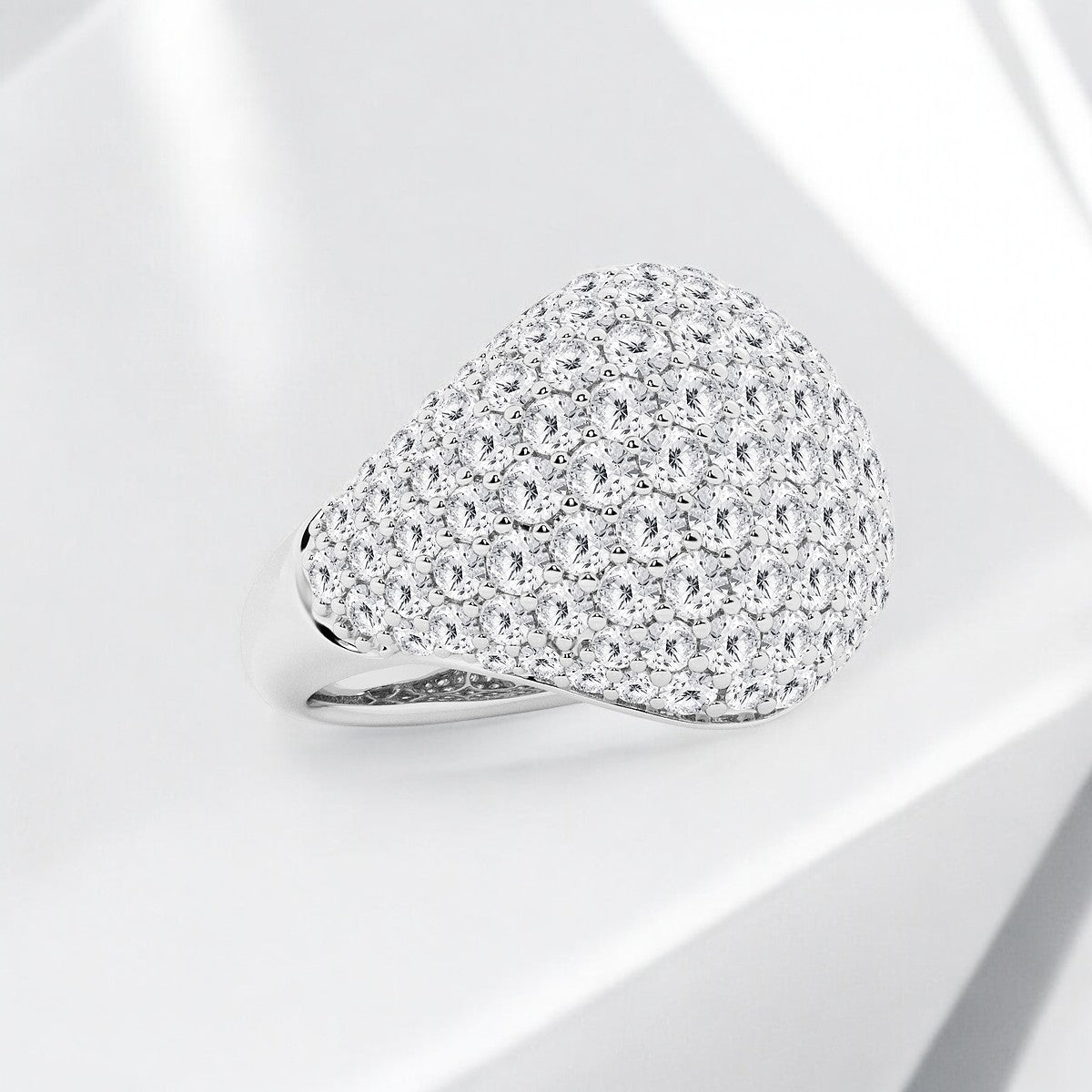 Round Lab Grown Diamond Pave Dome Fashion Ring
