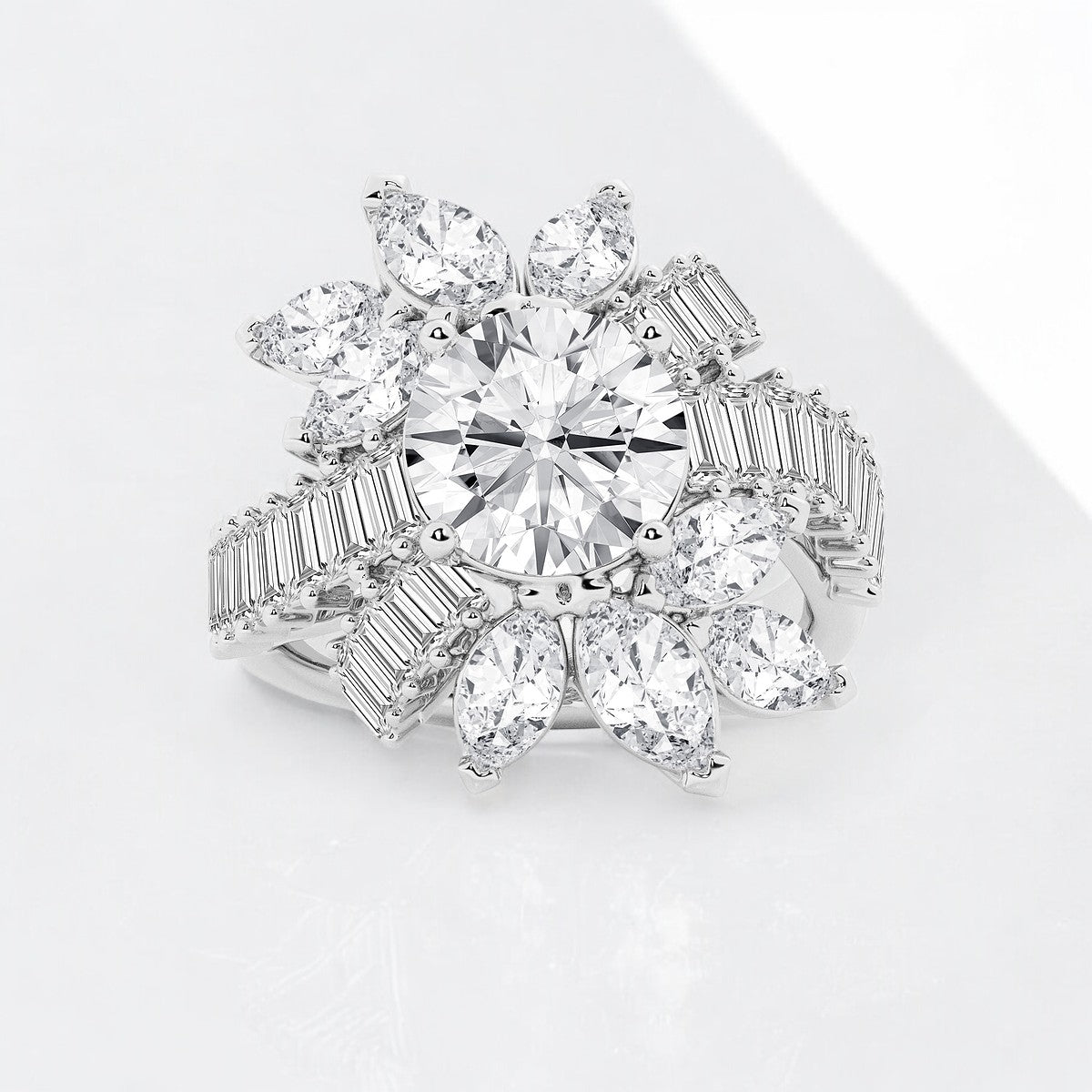 Round Lab Grown Diamond Multi-Shape Ballerina Fashion Ring