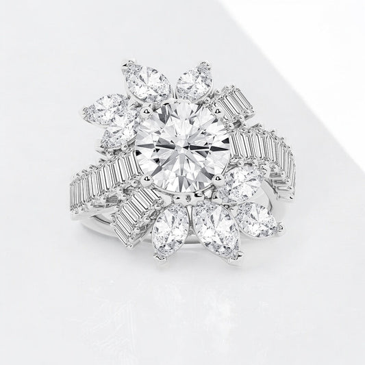 Round Lab Grown Diamond Multi-Shape Ballerina Fashion Ring