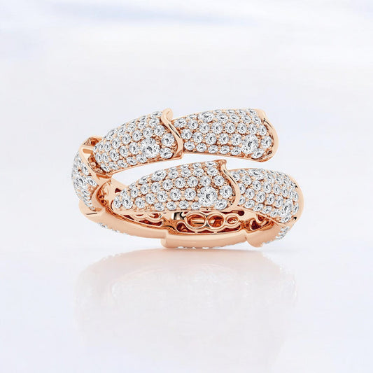 Round Lab Grown Diamond Pave Stacked Bypass Fashion Ring