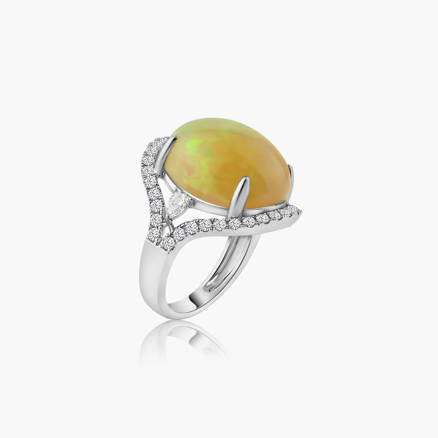 14K White Gold Opal Statement Ring - R605199