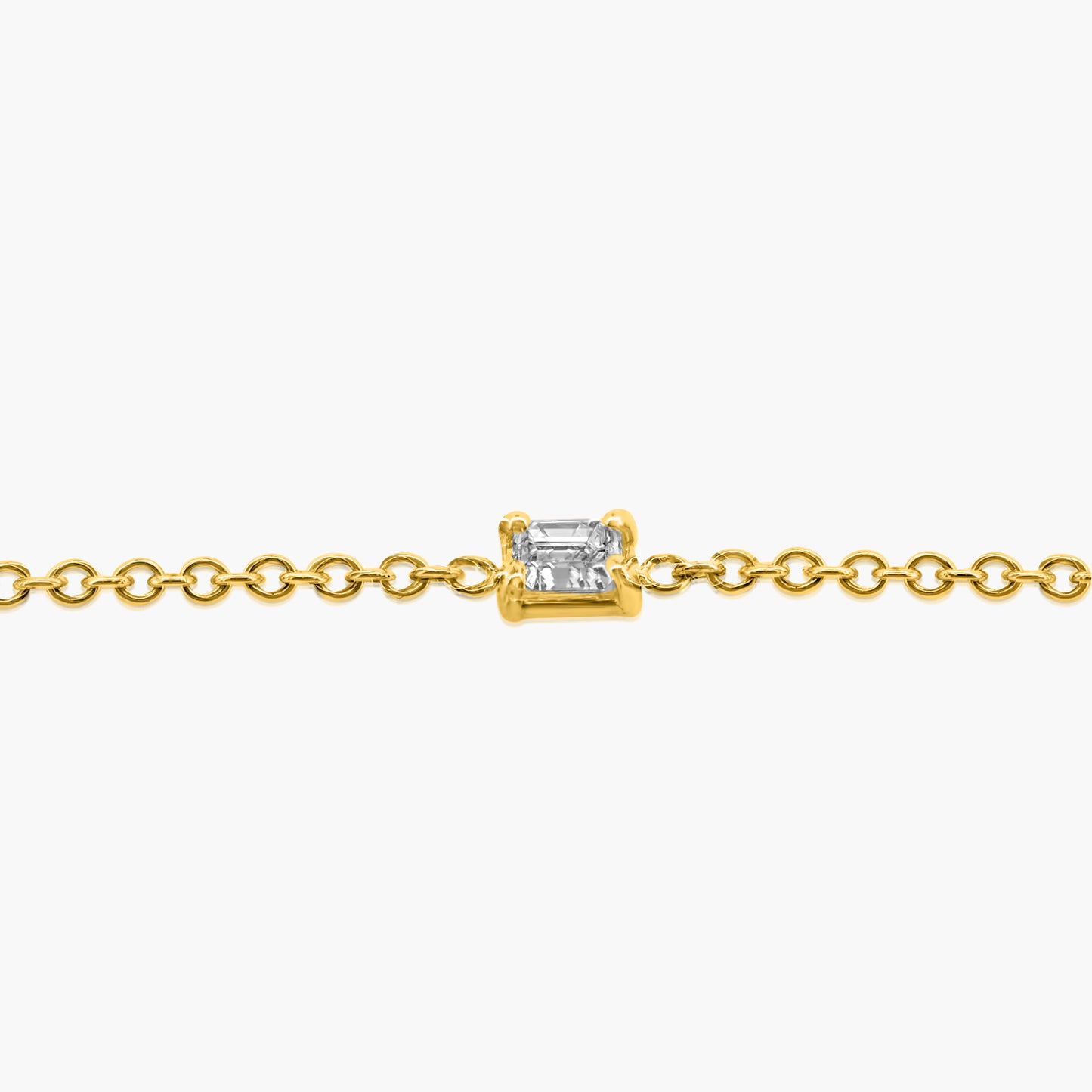 14K Yellow Gold Dainty Emerald Cut Diamond Bracelet-B-EM