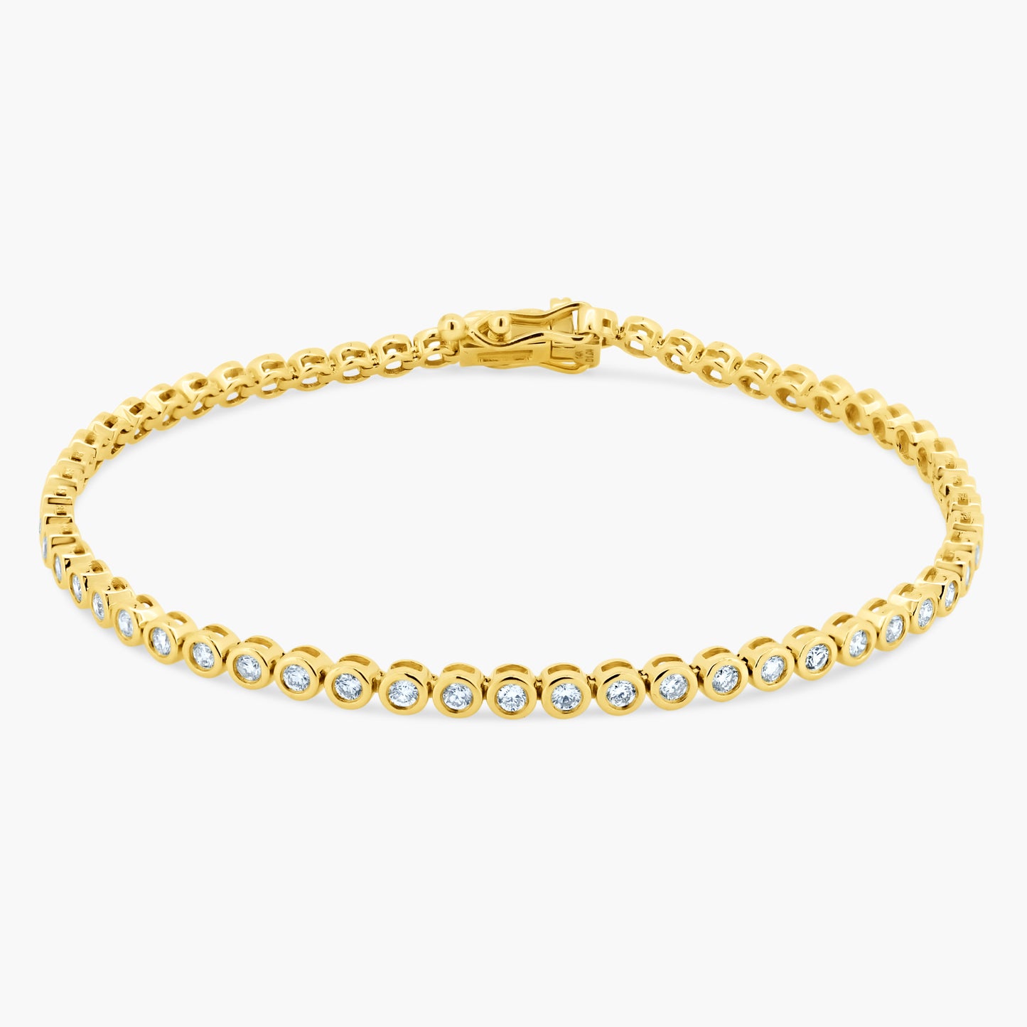 14K Yellow Gold Round Diamond Tennis Bracelet - B00002