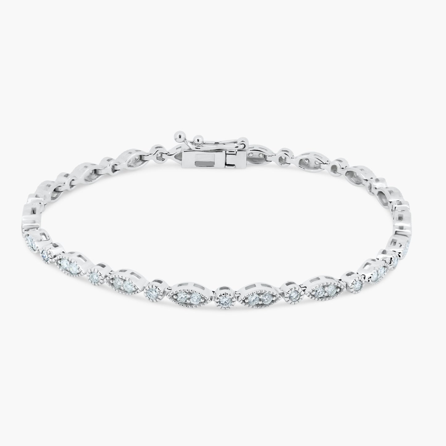 14K White Gold Tennis Bracelet - B00003