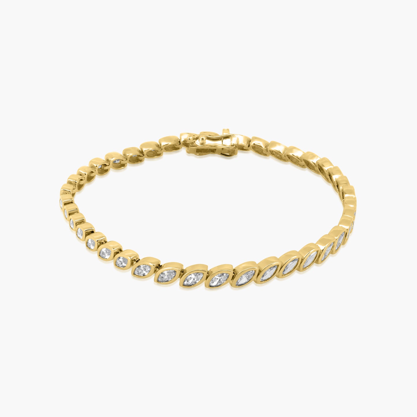 14K Yellow Gold Marquise Bezel Tennis Bracelet - B00004