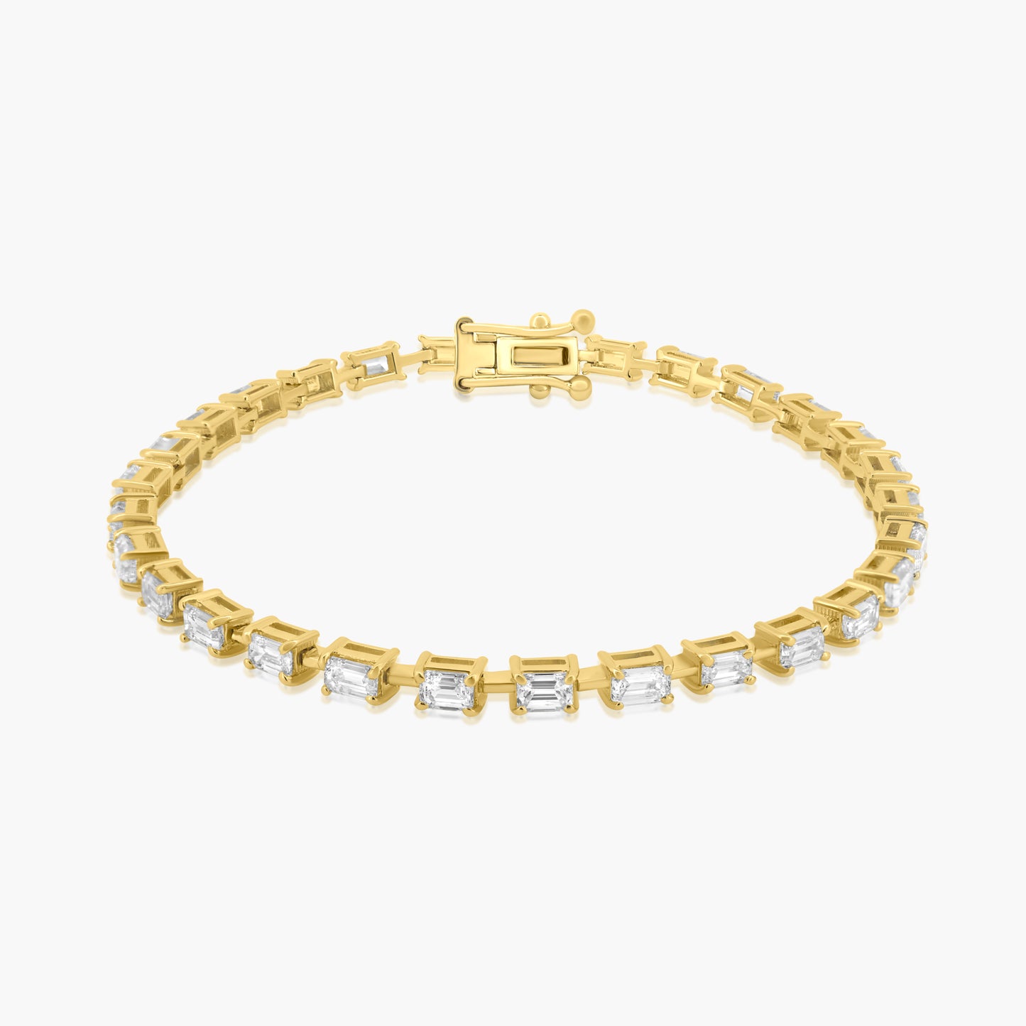 14K Yellow Gold Emerald Cut Diamond Tennis Bracelet - B00006