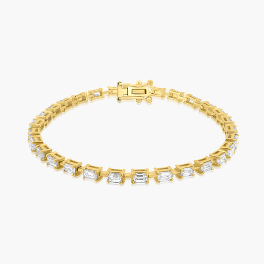 14K Yellow Gold Emerald Cut Diamond Tennis Bracelet - B00006