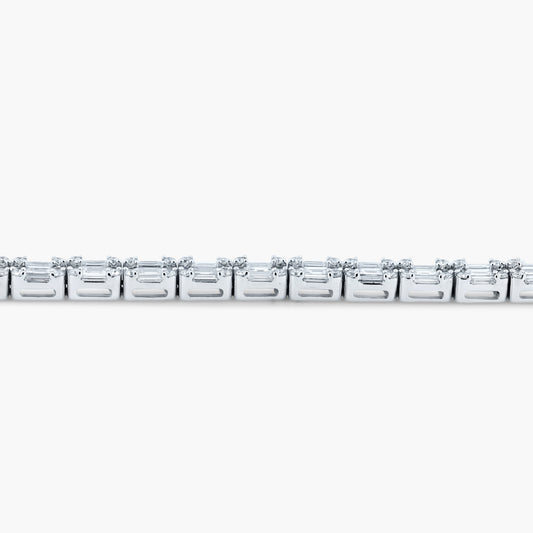 14K White Gold Baguette Tennis Bracelet-B00007