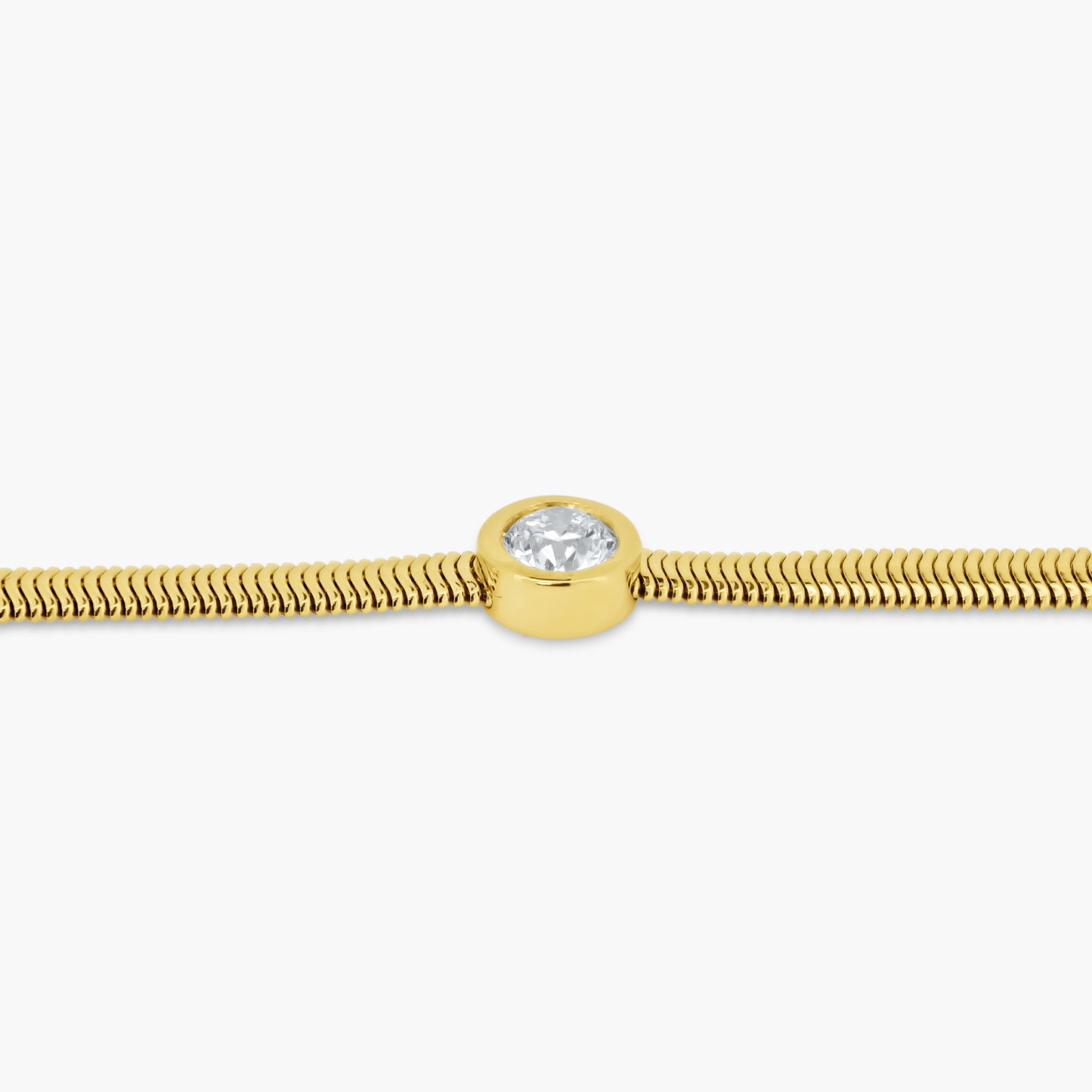 14K Yellow Gold Round Bezel Snake Bracelet  - B050SE