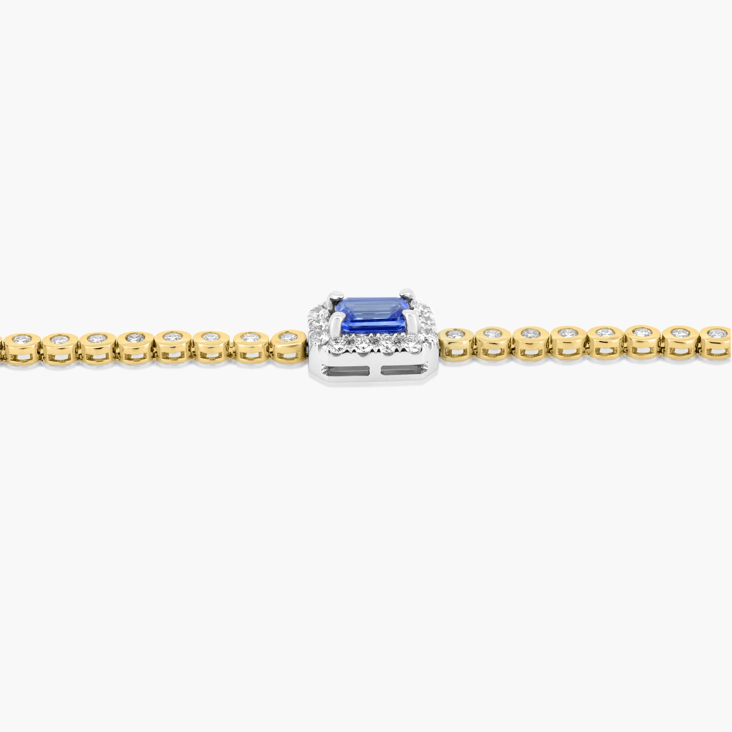 14K Two Tone Center Sapphire Tennis Bracelet - B05575AB