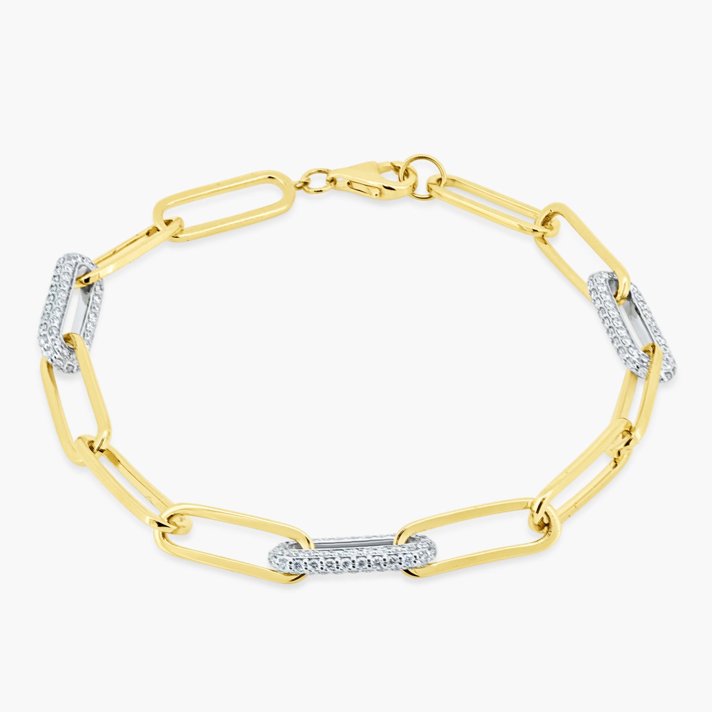 14K Two Tone Paper Clip Bracelet-B06277