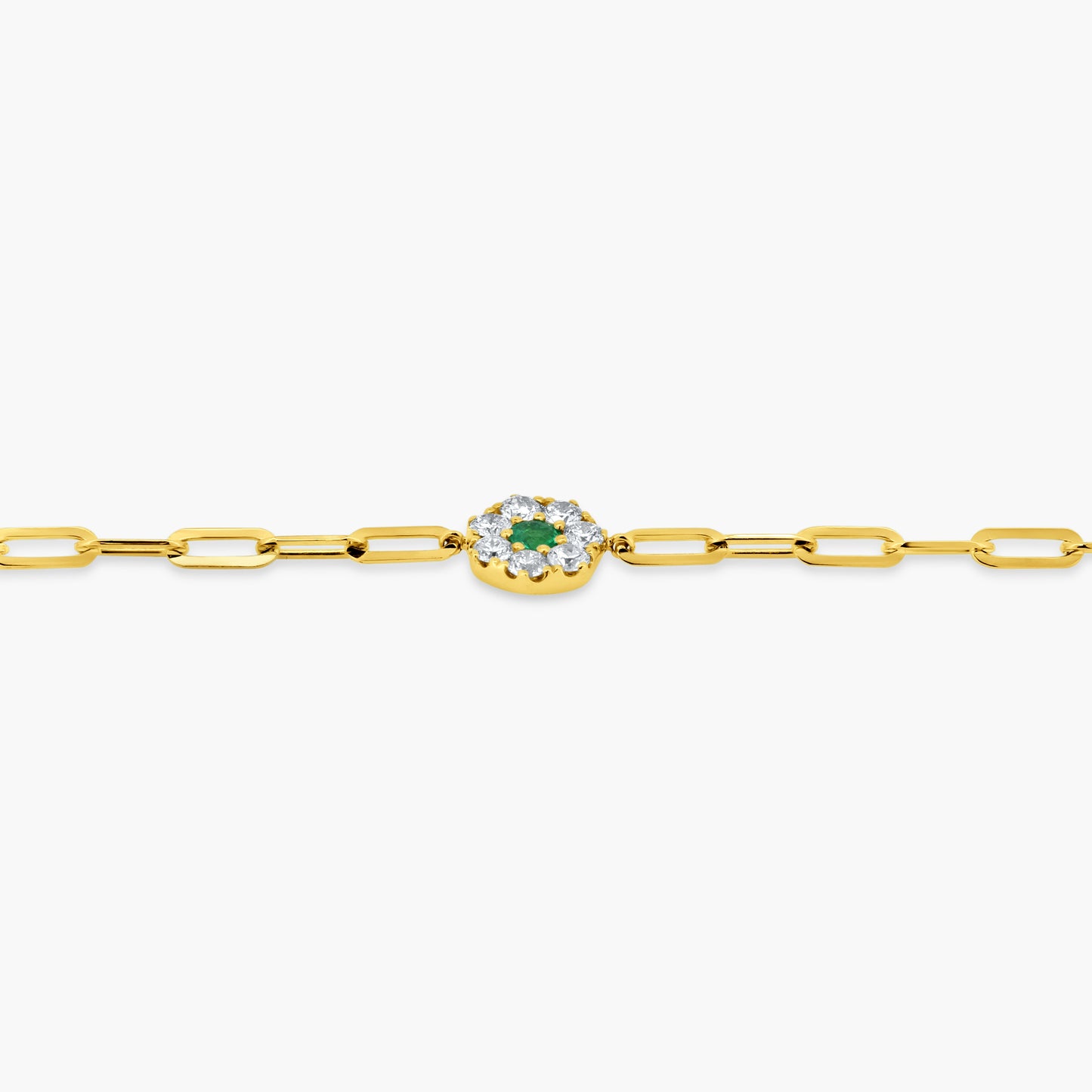 14K Yellow Gold Colored Gemstone Paper Clip Bracelet - B110106E