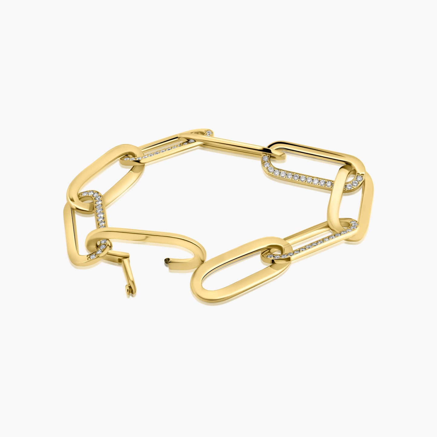 14K Yellow Gold Paper Clip Bracelet-B121-353-4BMC