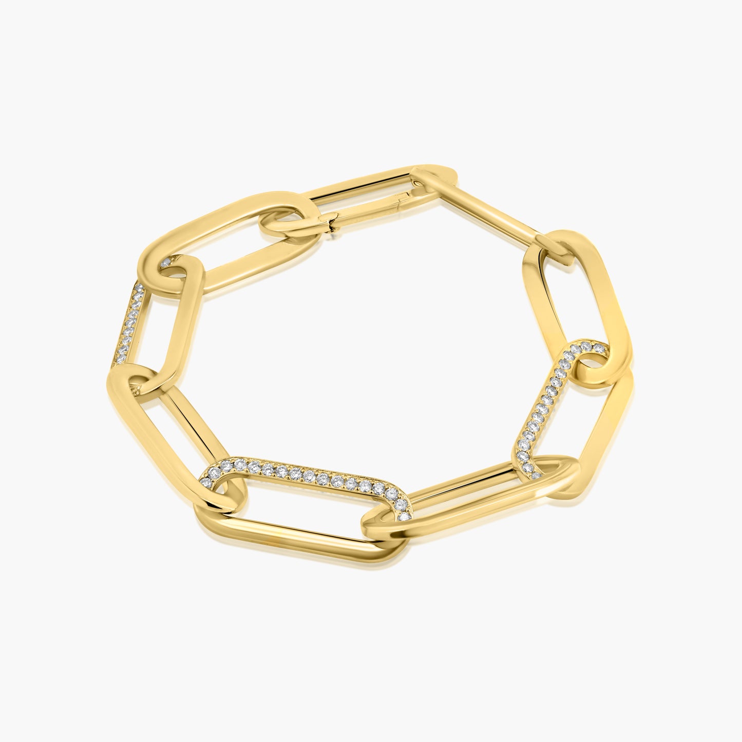 14K Yellow Gold Paper Clip Bracelet-B121-353-4BMC