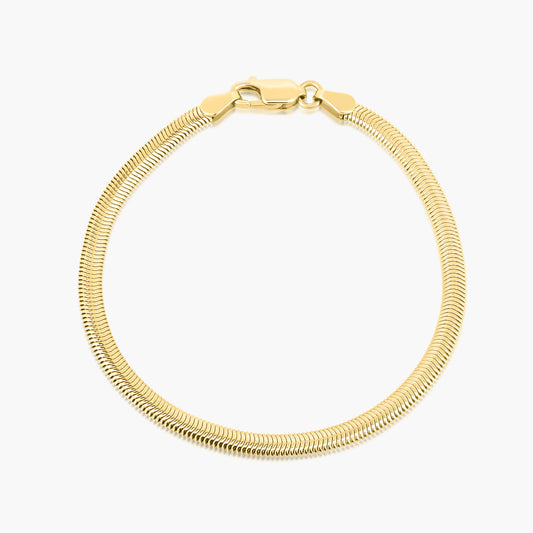 14K Yellow Gold Plain Snake Bracelet - B1AF