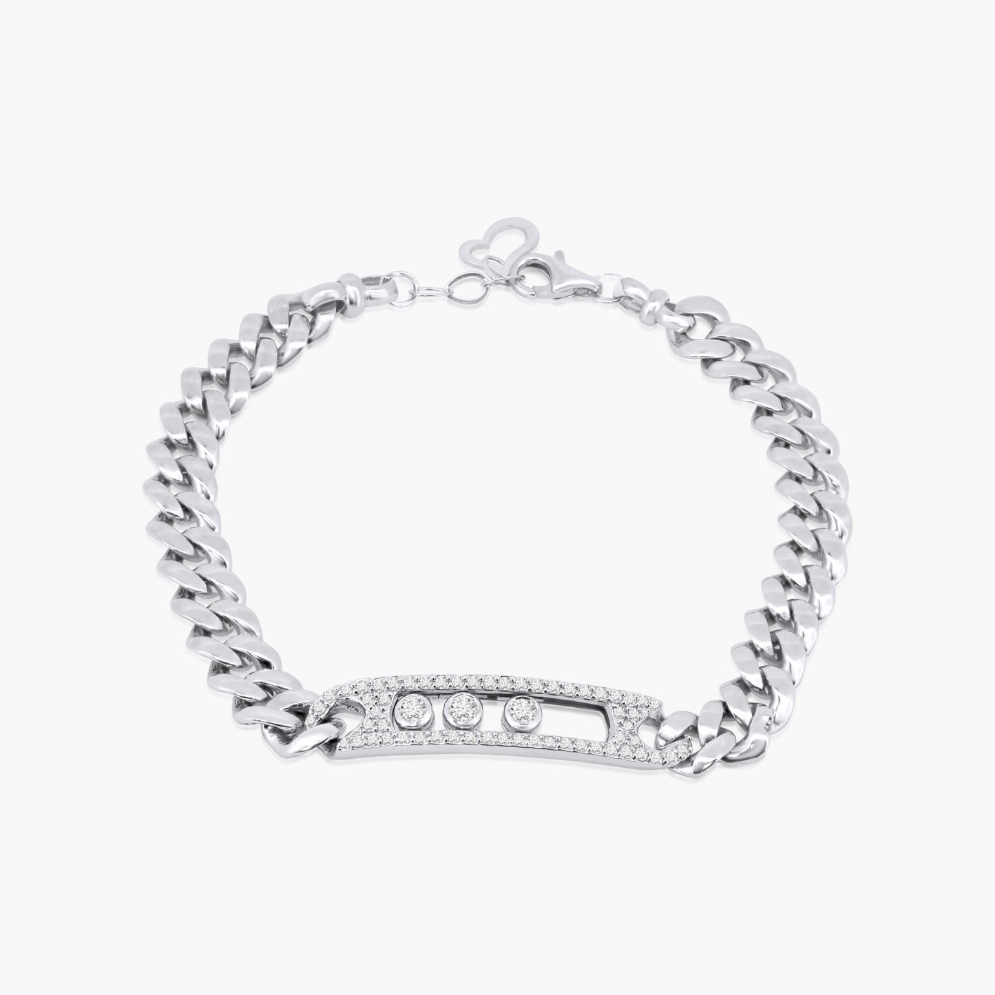 14K White Gold Pave Diamond Chain Link Bracelet - B4405B-WMC