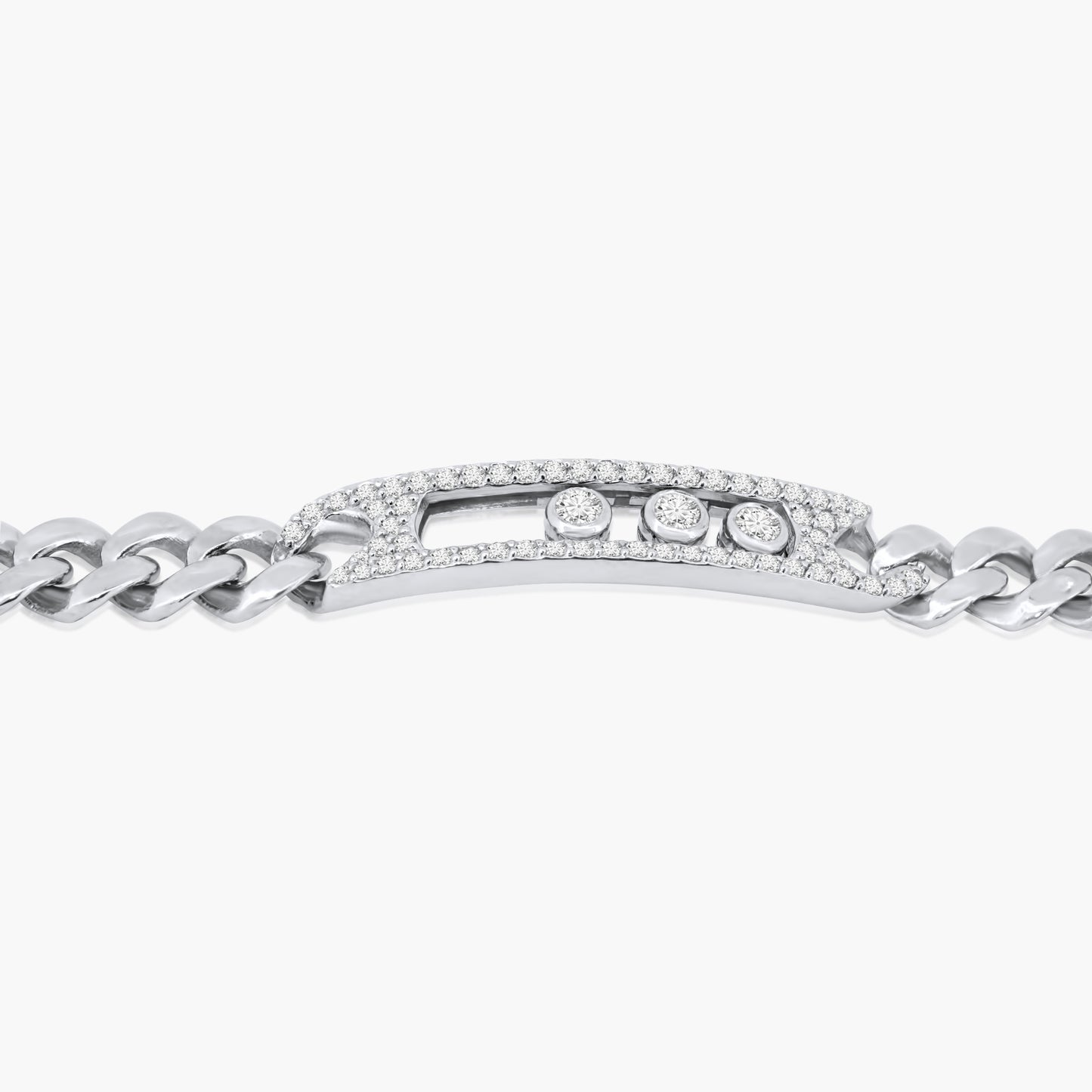 14K White Gold Pave Diamond Chain Link Bracelet - B4405B-WMC