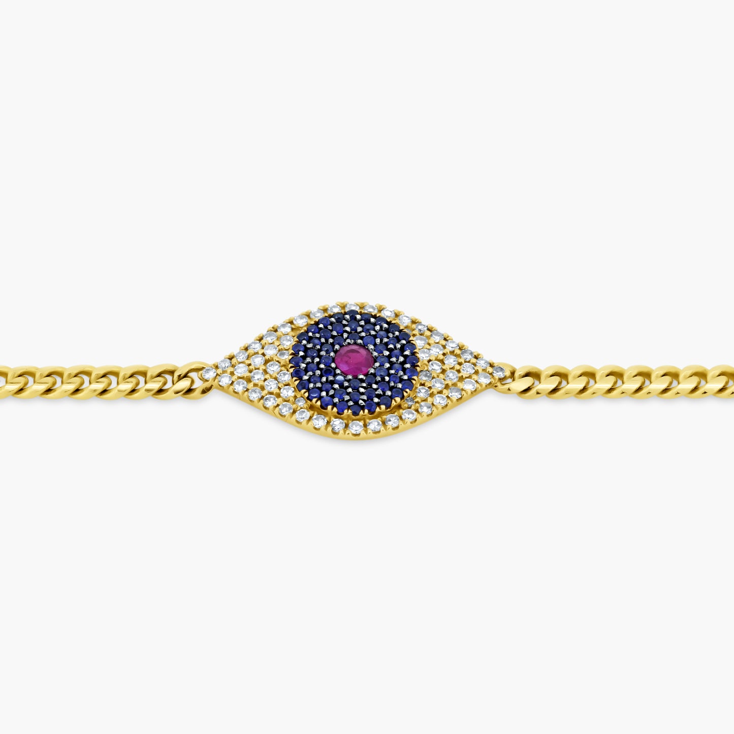 14K Two Tone Evil Eye Chain Link Bracelet-B60154701-1