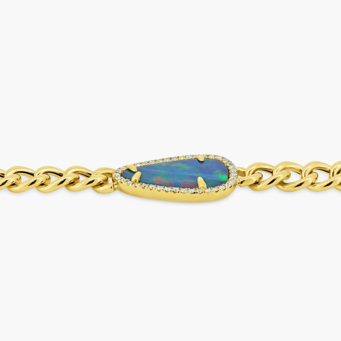 14K Yellow Gold Colored Gemstone Chain Link Bracelet - B60389202-6