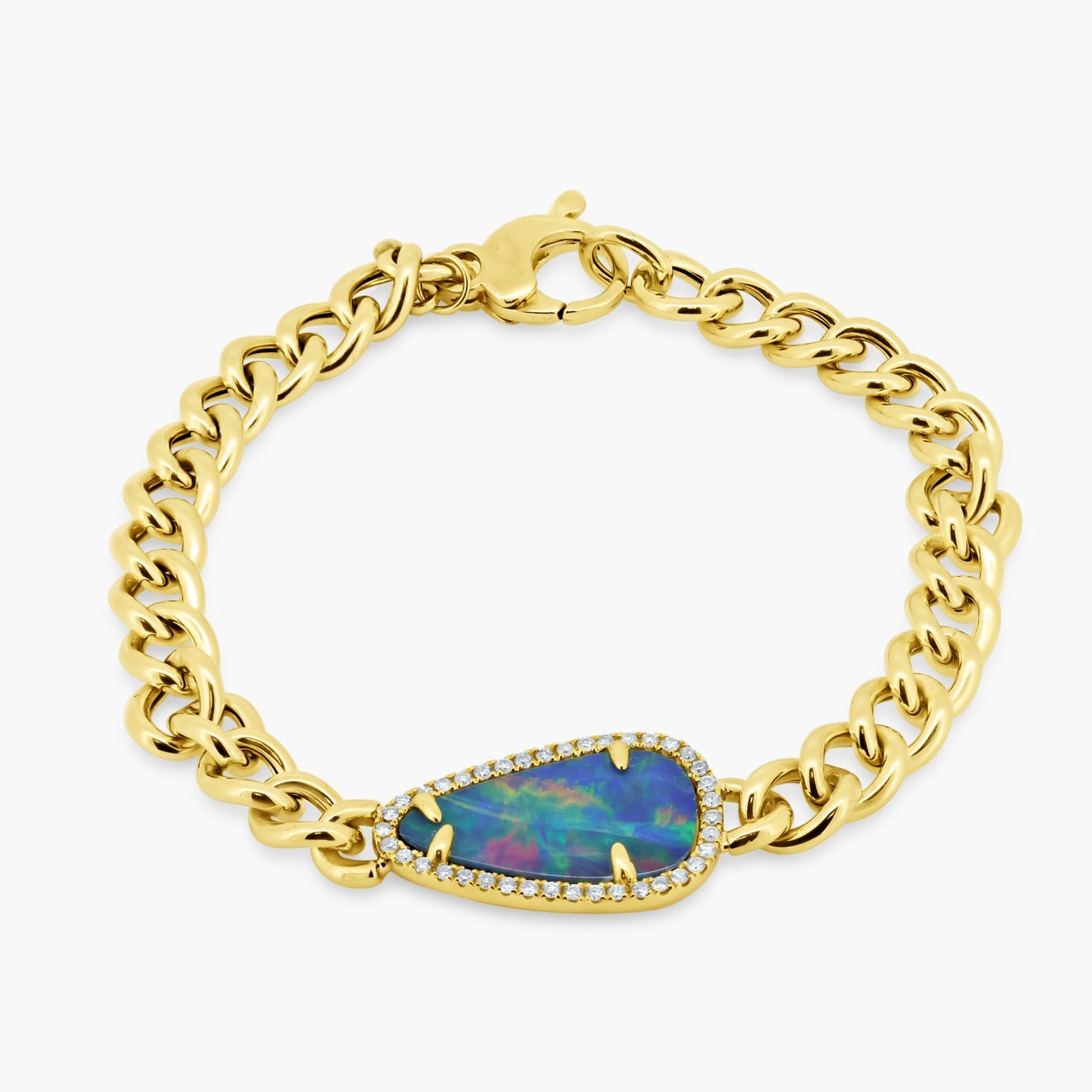 14K Yellow Gold Colored Gemstone Chain Link Bracelet - B60389202-6