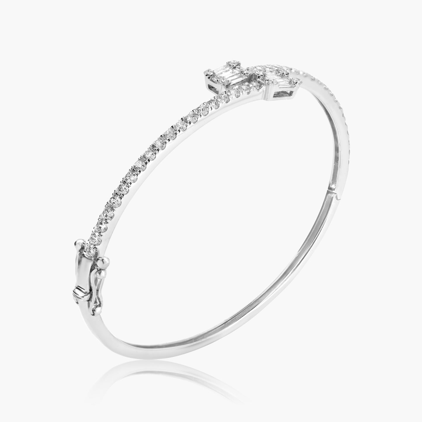 14K White Gold Baguette Bangle-BG605329L01