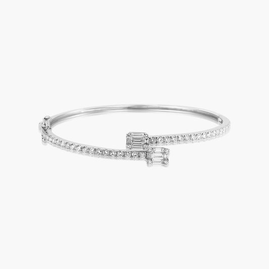 14K White Gold Baguette Bangle-BG605329L01