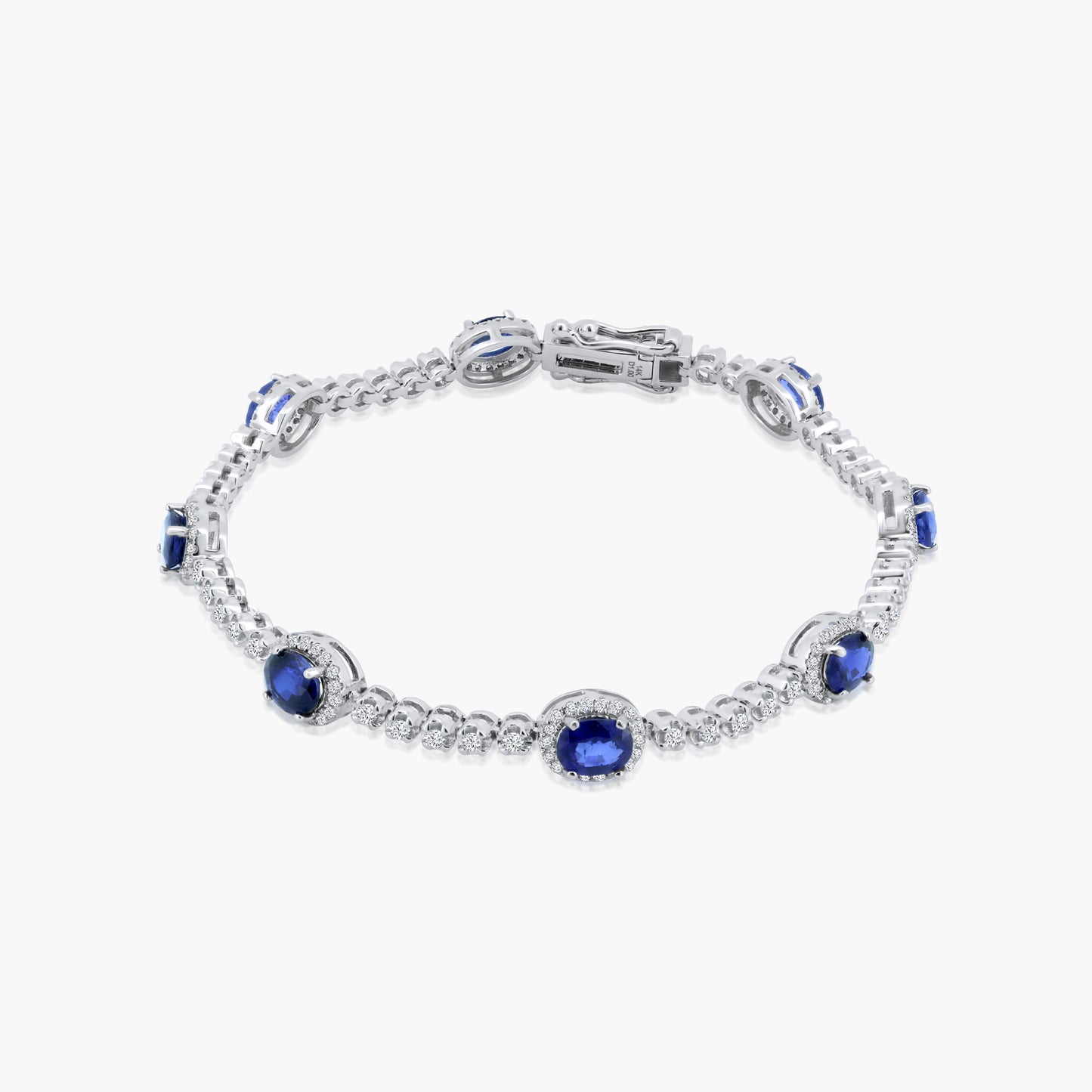 14K White Gold Colored Gemstone Tennis Bracelet-B60544705B