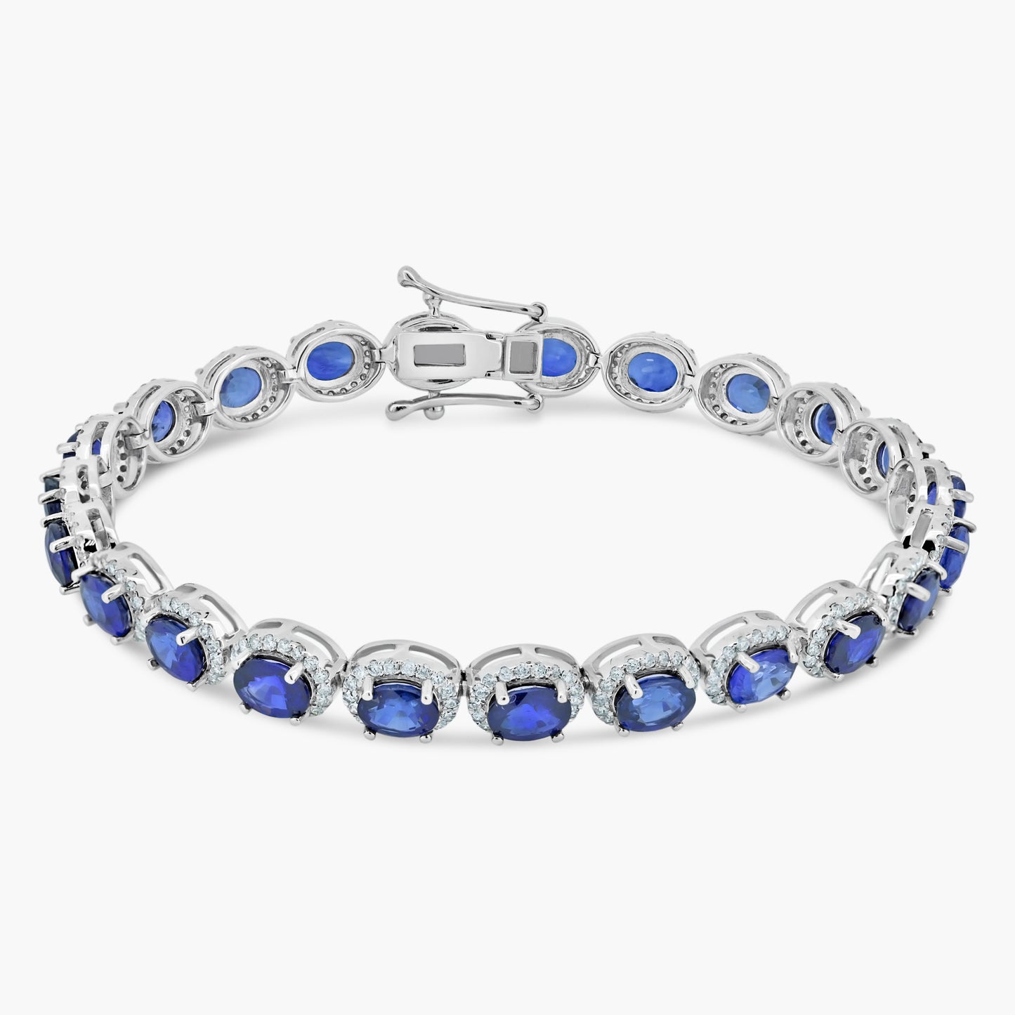 14K White Gold Colored Gemstone Statement Bracelet-B60544706B