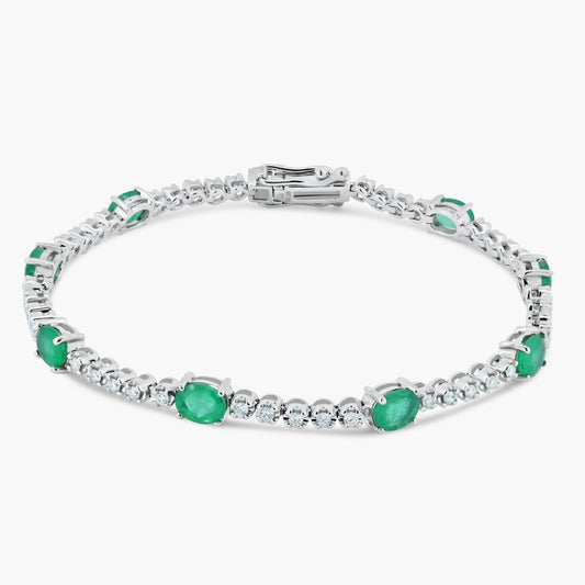 14K White Gold Colored Gemstone Bracelet-B60561903E