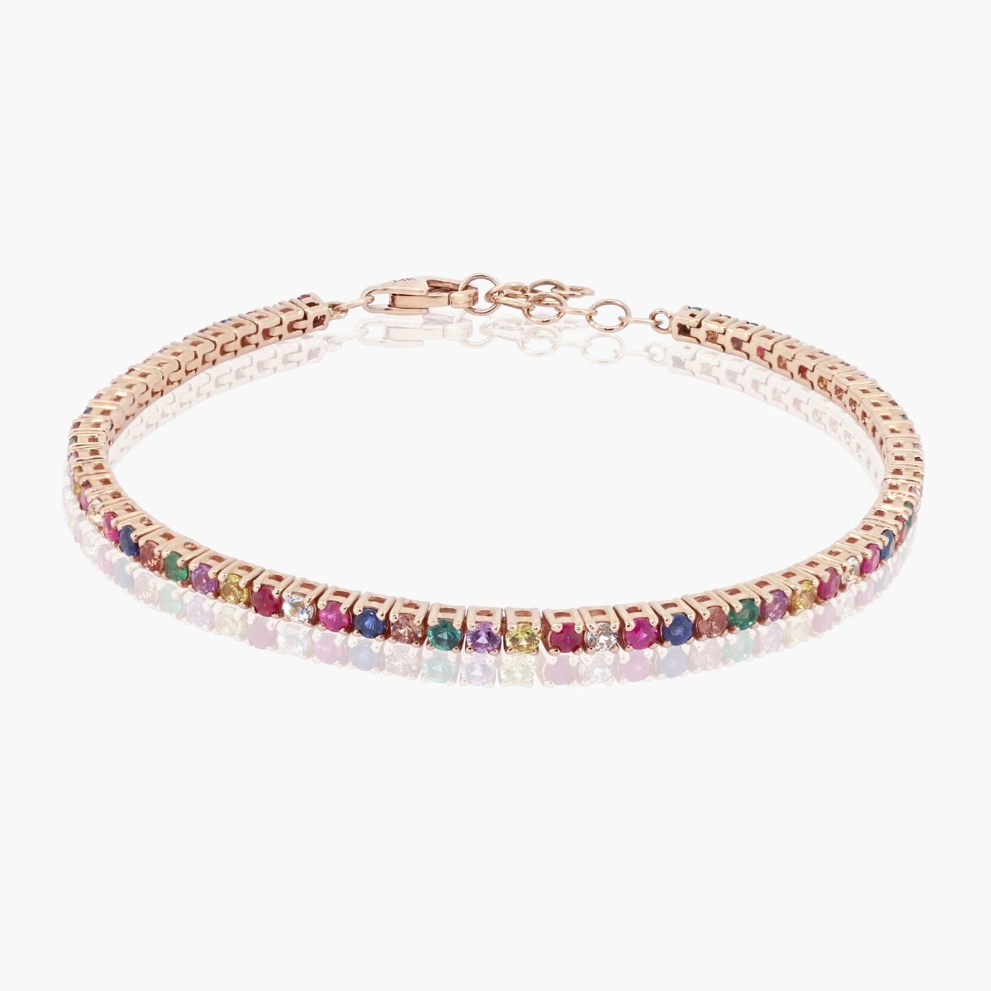 14K Rose Gold Colored Gemstone Tennis Bracelet - B60575802-1