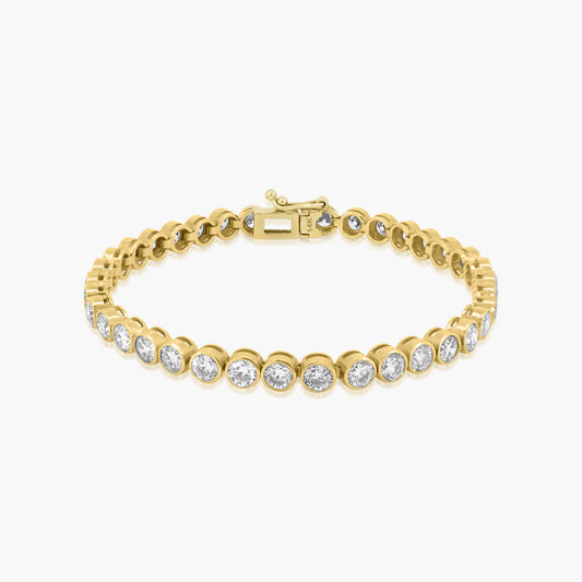 14K Yellow Gold Round Bezel Tennis Bracelet - B60587702