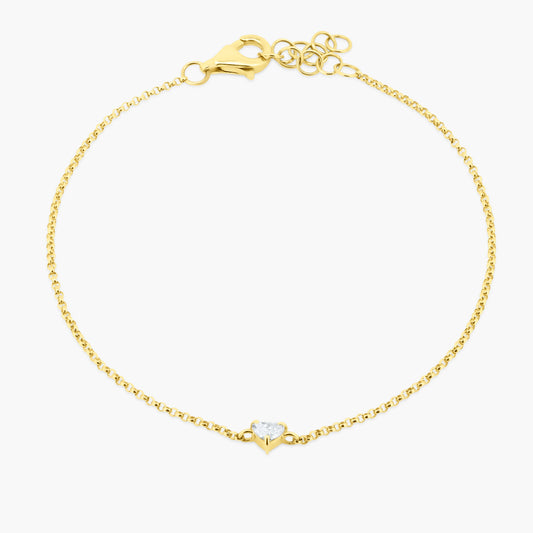 14K Yellow Gold Dainty Heart Bracelet-B60601201